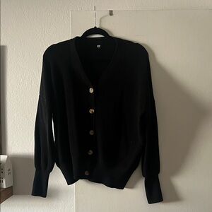 Black Cozy Cardigan with Buttons